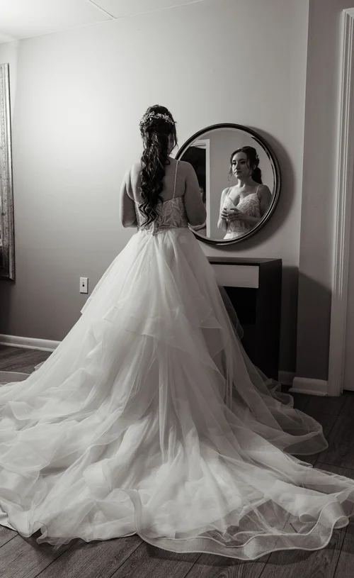 Bride photographed in soft window light