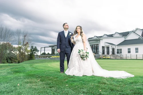 Newlyweds leaving the church together